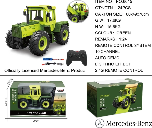 Ferngesteuerter grüner Mercedes-Benz Traktor 1:24