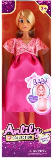 Schwangere Puppe im rosa Kleid 30 cm