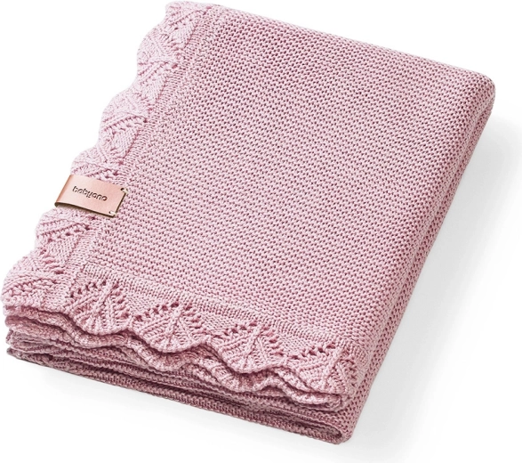 Gestrickte Babydecke aus Bambus BABYONO, rosa 75 × 100 cm
