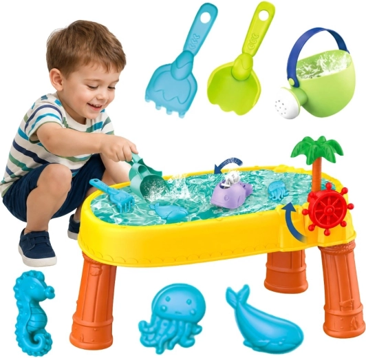 Woopie Wasser- und Sandspieltisch Piratenschiff mit 8 Zubehörteilen