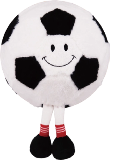 Plüschiger aufblasbarer Fußball mit Gesicht und Beinchen 23 cm