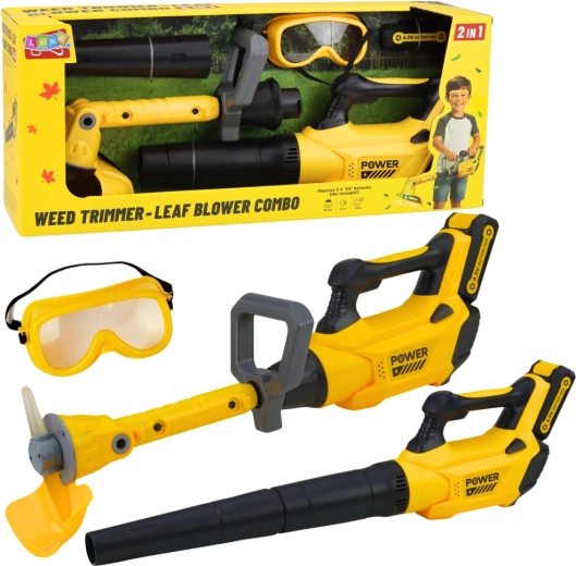 Kinder-Gartenset 2-in-1 – Rasentrimmer und Laubbläser mit Licht- und Soundeffekten