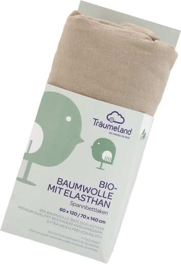 Träumeland Spannbettlaken aus Bio-Baumwolle mit Elasthan UNI Taupe