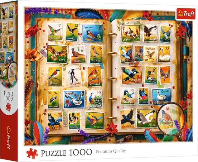Trefl Puzzle 1000 Teile Atlas der Vögel – Briefmarkensammlung