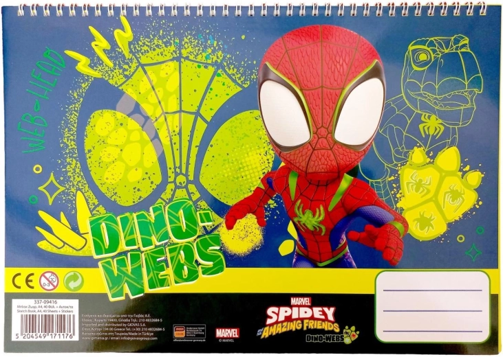Spiralblock mit Stickern Spidey A4 - 1 Stück