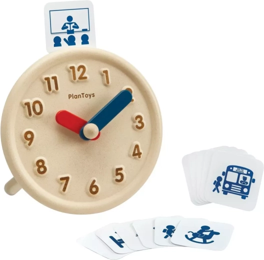 PlanToys Lernuhr aus Holz mit Aktivitätskarten