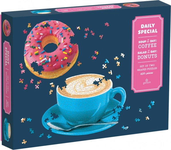 Spezielle 2-in-1-Puzzle-Set – Donut und Kaffeetasse, ca. 625 Teile