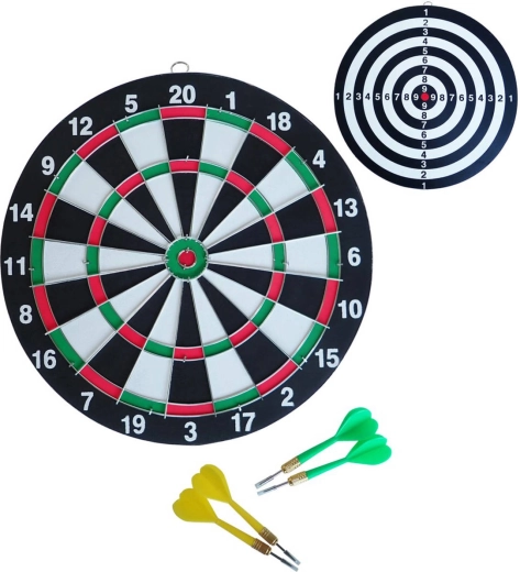 ACRA Papier-Dartscheibe zum Aufhängen 28,5 cm mit Metallrahmen + 4 Darts