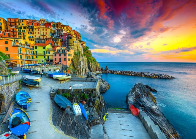 Puzzle Hafen Manarola bei Sonnenuntergang 1000 Teile