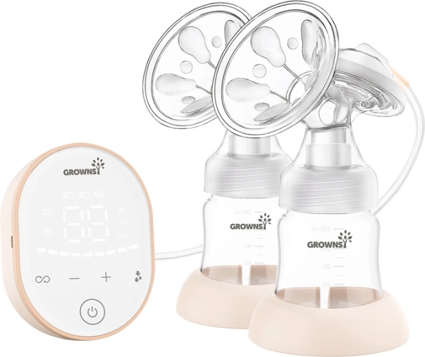 Doppel‑Elektrische Milchpumpe Grownsy – Rosa