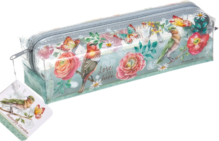 Transparentes Etui für Stifte oder Kosmetik Argus Butterfly Garden – 1 Stück