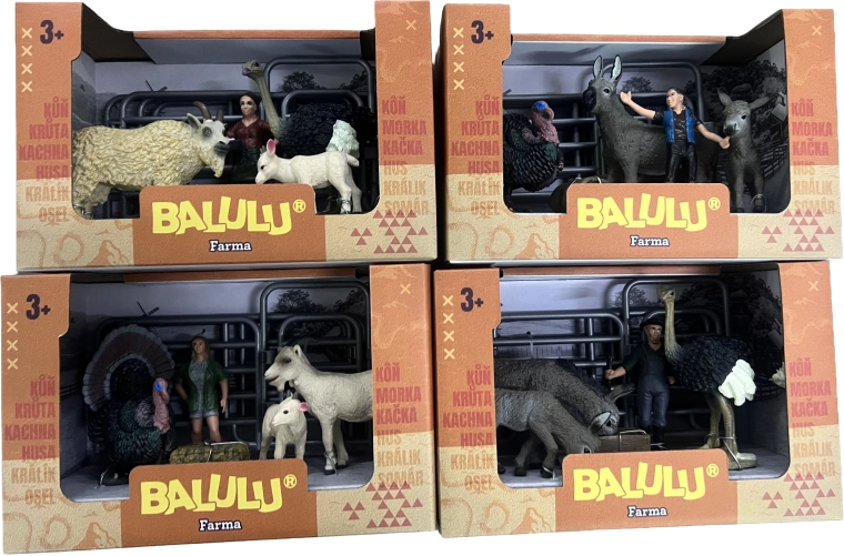 BALULU Spielset Strauß, Truthahn oder Esel mit Figur und Gehege – 1 Stück