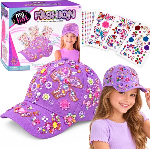 DIY-Set zum Verzieren einer Kappe – lavendelfarben + Diamant-Sticker – 1 Stück