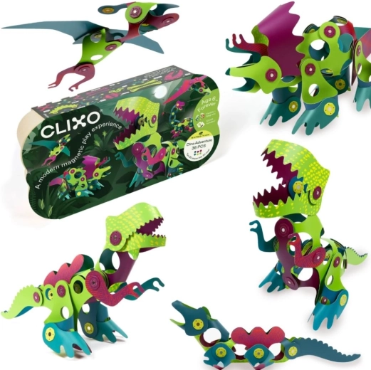 Clixo magnetisches Konstruktionsset DINO, 36 Teile