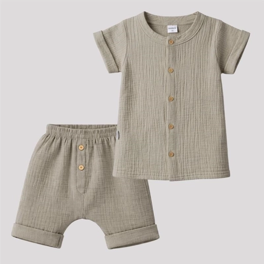 Baby-Musselin-Set mit Hemd und Shorts New Baby, beige