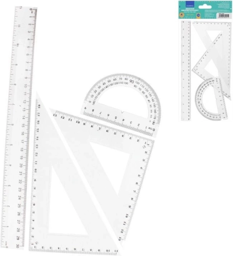 Geometrieset 4 Stk. (Lineal 30 cm, 2× Geodreieck, Winkelmesser)