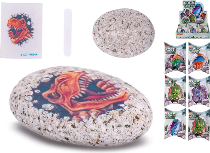 Stein mit Dinosaurier-Aufkleber für Kinder