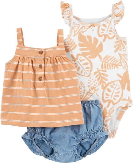 Carter’s 3-teiliges Babyset Brown Palm – Trägerbody, Unterhemd und Höschen für Mädchen