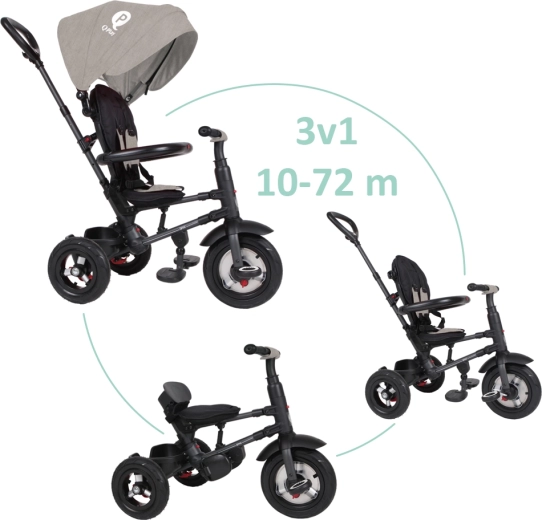 QPlay Dreirad Rito Air Gel Grey für Kinder 10–72 Monate