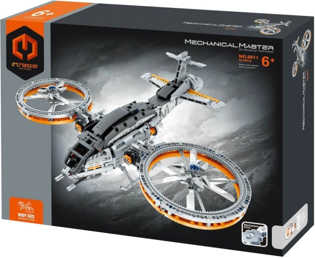 iM.MASTER Bausatz eines futuristischen Hubschraubers mit mechanischem Antrieb, 850 Teile