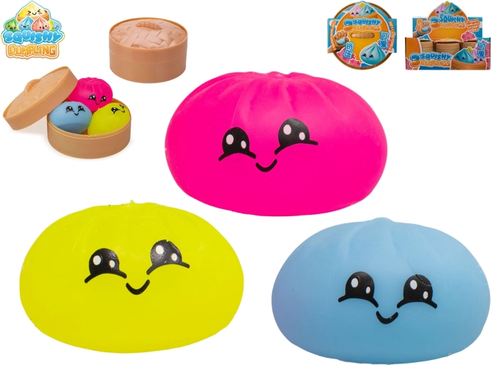 Dumpling – Set mit 3 Anti-Stress-Quetschspielzeugen im Körbchen