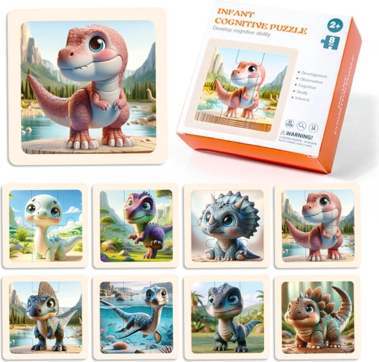 Holzpuzzle Dinosaurier, 8 Teile