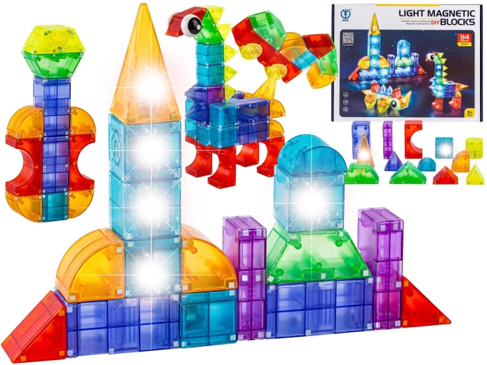Magnetische leuchtende Konstruktionsbausteine 3D – 94 Teile
