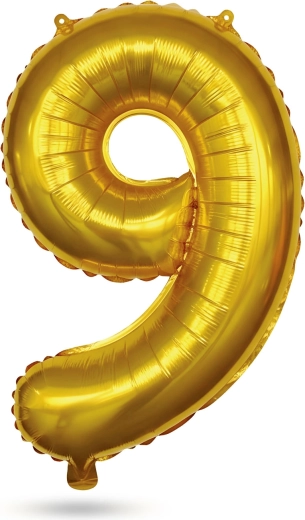 Geburtstagsfolienballon Zahl 9, gold, 40 Zoll