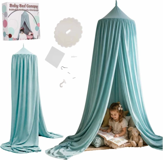 Kinder-Betthimmel zum Aufhängen über dem Bett Boho blau