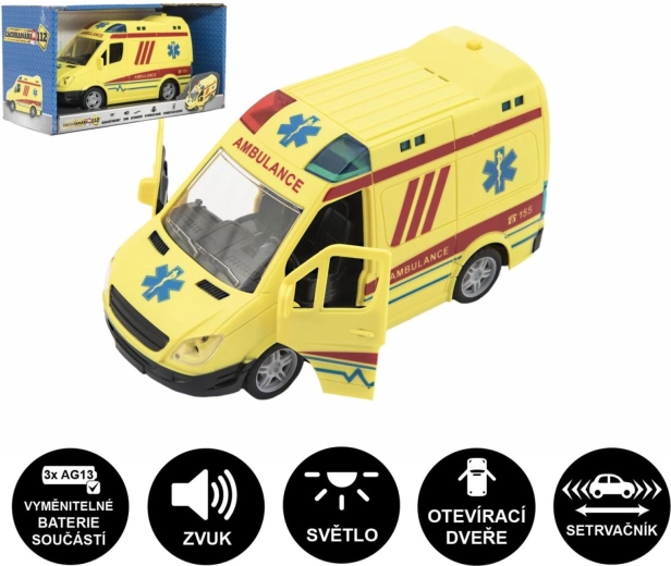 Kunststoff-Krankenwagen mit Licht und Sound, 20 cm