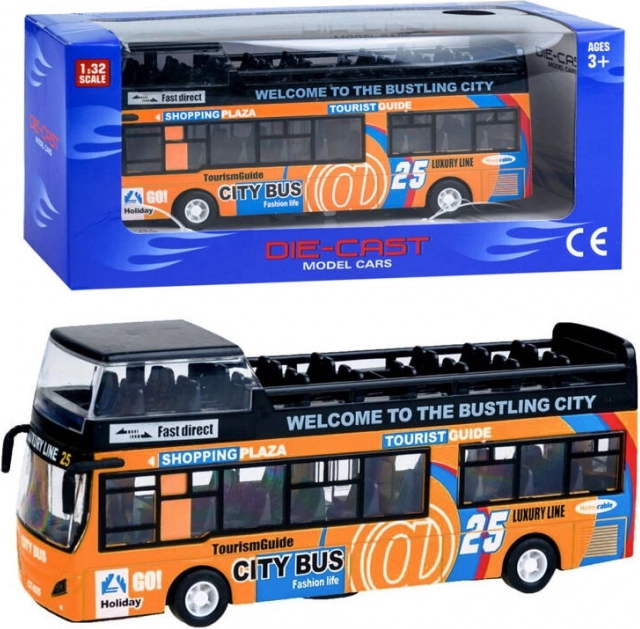 Metall-Doppeldeckerbus mit öffnenden Türen – Orange