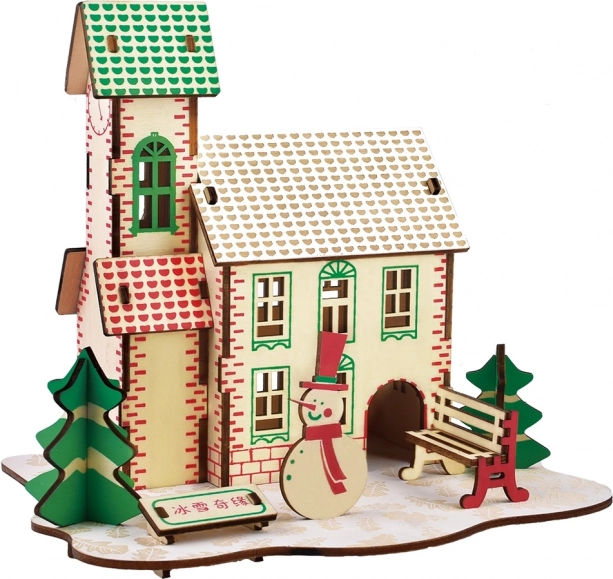 Woodcraft Holz 3D-Puzzle Winterhaus