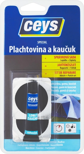 Kleber für Planenstoff und Kautschuk 7 ml + 4 Flicken CEYS