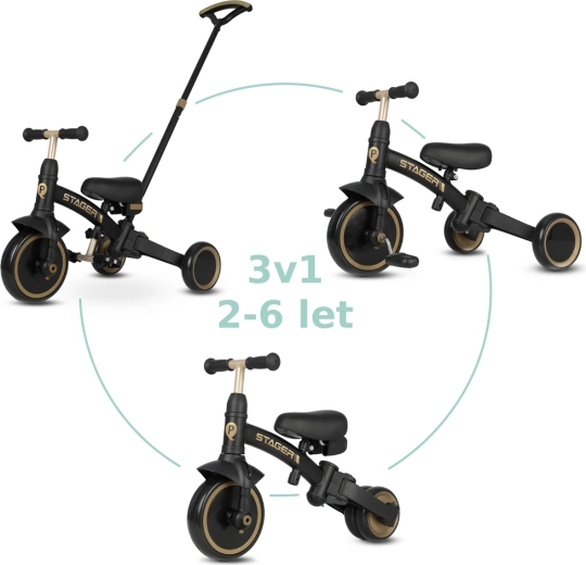 Qplay Stager 3-in-1 Platinum Dreirad für Kinder von 2–6 Jahren