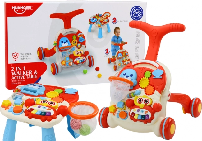 Interaktiver Lernspieltisch 2-in-1 Pusher Rot