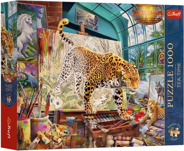 Tea Time Premium Plus Puzzle 1000 Teile – Leoparden im Malatelier