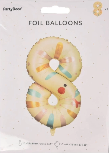 Folienballon Zahl 8 mit Schlangenmotiv KIDS 88 cm