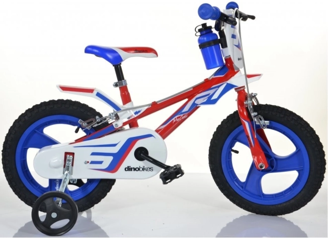 Kinderfahrrad Dino rot-blau-weiß 14 Zoll