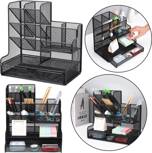 Metall-Schreibtischorganizer für Bürobedarf – Schwarz