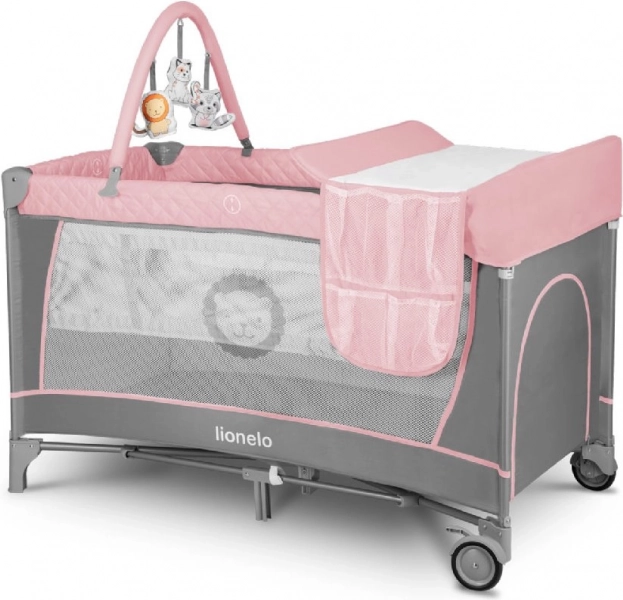 Reisebett und Laufstall 2-in-1 LIONELO Flower – Flamingo