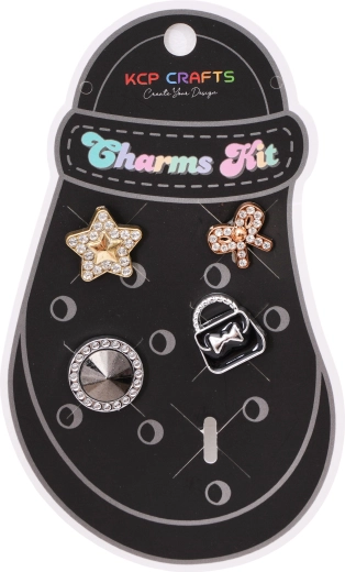 Set aus Schuhanhängern für Clogs/Slides mit Löchern – Stern und elegante Handtasche – 1 Stück