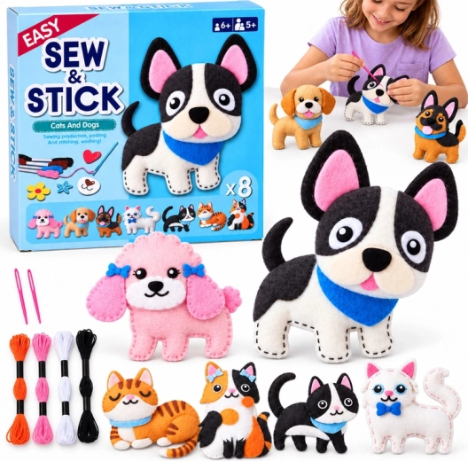 Kreativset zum Nähen und Kleben aus Filz – Hunde und Katzen