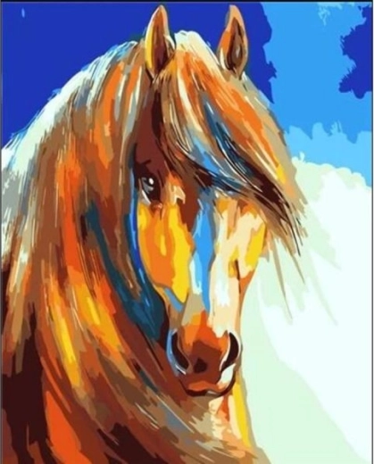 Bild zum Malen nach Zahlen auf Keilrahmen 40 × 50 cm – Pferd in Farbe