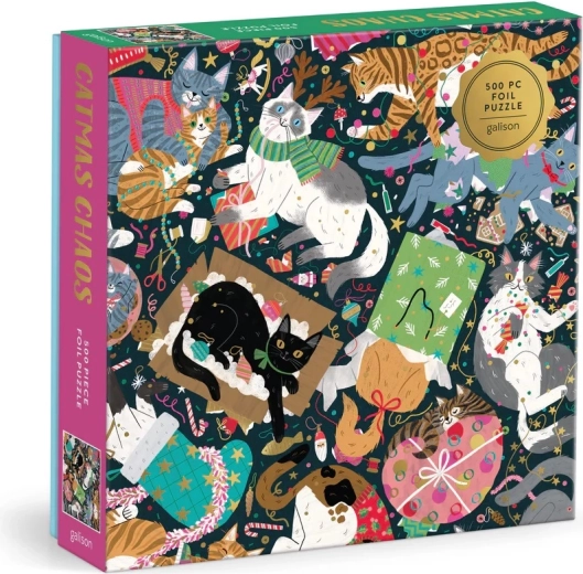 Galison Folienpuzzle Weihnachtskatzen, 500 Teile