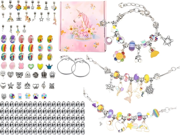 Set zur Herstellung von Schmuck und Armbändern mit Anhängern und Perlen-Mix