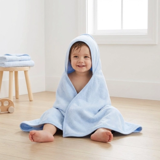 Baby-Frottee-Badetuch mit Kapuze NEW BABY 100 × 100 cm blau