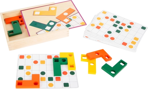 Holz-Logikspiel Small Foot – buntes Puzzle mit Karten