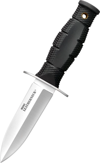 Cold Steel Mini Leatherneck Double Edge – kleines Neck Knife 9 cm, schwarz, Kraton, Secure-Ex Scheide