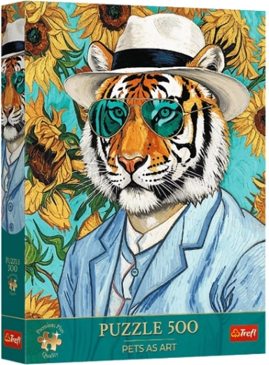 Trefl Premium Plus Puzzle Pets as Art: Herr Tiger und Sonnenblumen, 500 Teile