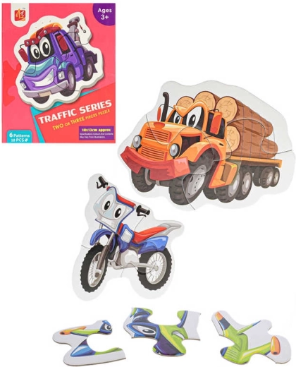 Puzzle 6 in 1 Fahrzeuge – große Teile 18 Teile